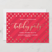 Festive Red Faux Folie Holiday Party Uitnodiging (Voorkant)