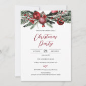 Festive Red Floral Party over de begroting Kaart (Voorkant)