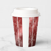Festive Red Foil Snowflakes Monogram Naam Papieren Bekers (Rechts)