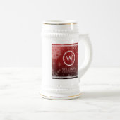 Festive Red Folie Snowflakes Monogram Naam Bierpul (Voorkant rechts)