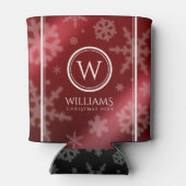 Festive Red Folie Snowflakes Monogram Naam Blikjeskoeler (Achterkant)