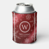 Festive Red Folie Snowflakes Monogram Naam Blikjeskoeler (Blikje Achterkant)