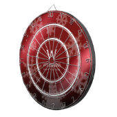 Festive Red Folie Snowflakes Monogram Naam Dartbord (Voorkant Rechts)