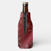 Festive Red Folie Snowflakes Monogram Naam Flesjeskoeler (Fles Achterkant)