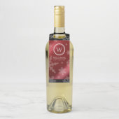 Festive Red Folie Snowflakes Monogram Naam Flessenhanger (Op fles)