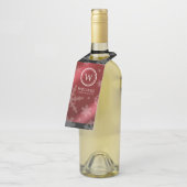 Festive Red Folie Snowflakes Monogram Naam Flessenhanger (Schuin)