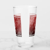 Festive Red Folie Snowflakes Monogram Naam Glas (Rechts)