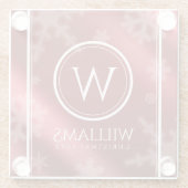 Festive Red Folie Snowflakes Monogram Naam Glazen Onderzetter (Achterkant)