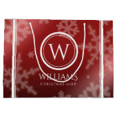 Festive Red Folie Snowflakes Monogram Naam Groot Cadeauzakje (Achterkant)
