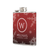 Festive Red Folie Snowflakes Monogram Naam Heupfles (Links)