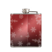 Festive Red Folie Snowflakes Monogram Naam Heupfles (Achterkant)