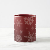 Festive Red Folie Snowflakes Monogram Naam Mok (Midden)