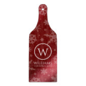 Festive Red Folie Snowflakes Monogram Naam Snijplank (Voorkant)