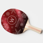 Festive Red Folie Snowflakes Monogram Naam Tafeltennisbatje (Zijkant)