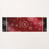 Festive Red Folie Snowflakes Monogram Naam Yogamat (Achterkant (horizontaal))