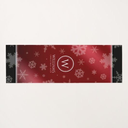 Festive Red Folie Snowflakes Monogram Naam Yogamat (Achterkant (horizontaal))