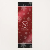 Festive Red Folie Snowflakes Monogram Naam Yogamat (Voorkant)