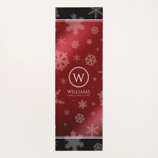 Festive Red Folie Snowflakes Monogram Naam Yogamat (Achterkant)