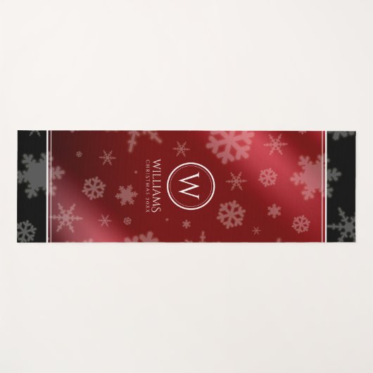 Festive Red Folie Snowflakes Monogram Naam Yogamat (Voorkant (horizontaal))