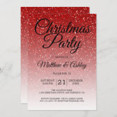 Festive Red Glitter Ombre Kerstfeest Kaart (Voorkant / Achterkant)