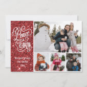 Festive Red Glitter Peace on Earth - Kerstmis Feestdagenkaart (Voorkant)