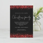 Festive Red Glitter Script Kerstparty Black Kaart (Staand voorkant)