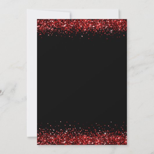 Festive Red Glitter Script Kerstparty Black Kaart (Achterkant)