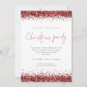 Festive Red Glitter Script Kerstparty Kaart (Voorkant)