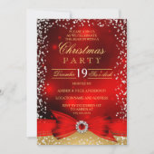 Festive Red Gold Bow-kerstfeestdag Kaart (Voorkant)