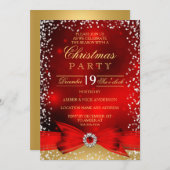 Festive Red Gold Bow-kerstfeestdag Kaart (Voorkant / Achterkant)