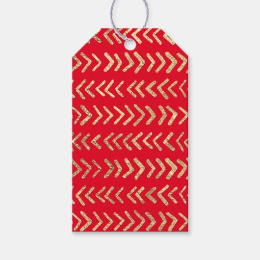 Festive Red Gold Chevron Pattern - Aangepaste cade Cadeaulabel (Voorkant)