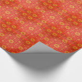 Festive Red Gold Chinese Auspicious Pattern Cadeaupapier (Hoek)