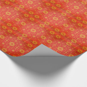 Festive Red Gold Chinese Auspicious Pattern Cadeaupapier