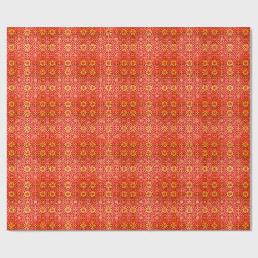 Festive Red Gold Chinese Auspicious Pattern Cadeaupapier (Vlak)