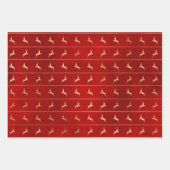 Festive Red & Gold Foil Winter Kerstpatronen Inpakpapier Vel (Voorkant 3)