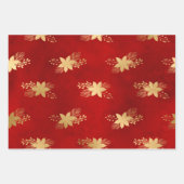 Festive Red & Gold Foil Winter Kerstpatronen Inpakpapier Vel (Voorkant)