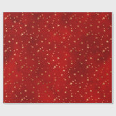 Festive Red & Gold Foil Winter Kerststerren Cadeaupapier (Vlak)
