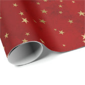 Festive Red & Gold Foil Winter Kerststerren Cadeaupapier (Rol Hoek)
