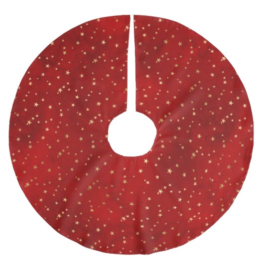 Festive Red & Gold Foil Winter Kerststerren Kerstboom Rok (Voorkant)