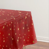 Festive Red & Gold Foil Winter Kerststerren Tafelkleed (Voorbeeld)