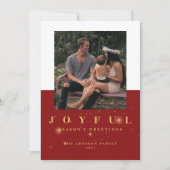 Festive Red & Gold Joyful Two-Afbeelding Kerstmis Feestdagenkaart (Voorkant)