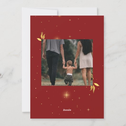 Festive Red & Gold Joyful Two-Afbeelding Kerstmis Feestdagenkaart (Achterkant)