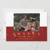 Festive Red & Gold Joyful Two-Afbeelding Kerstmis Feestdagenkaart (Voorkant)