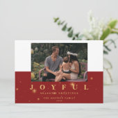 Festive Red & Gold Joyful Two-Afbeelding Kerstmis Feestdagenkaart (Staand voorkant)