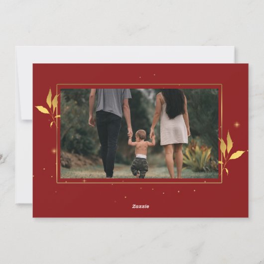 Festive Red & Gold Joyful Two-Afbeelding Kerstmis Feestdagenkaart (Achterkant)