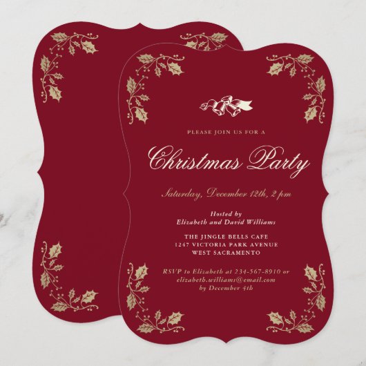 Festive Red Gold kerstfeestdag Kaart (Voorkant / Achterkant)