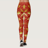 Festive Red & Gold Kerstmis Leggings (Achterkant)