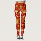Festive Red & Gold Kerstmis Leggings (Voorkant)