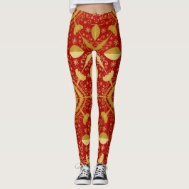 Festive Red & Gold Kerstmis Leggings