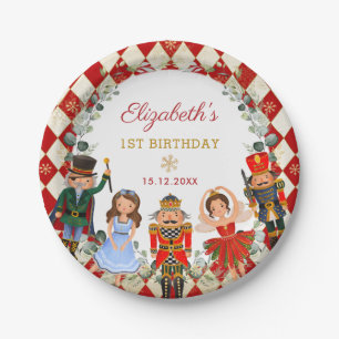 Festive Red Gold Nutkraker Birthday Holiday Party Papieren Bordje